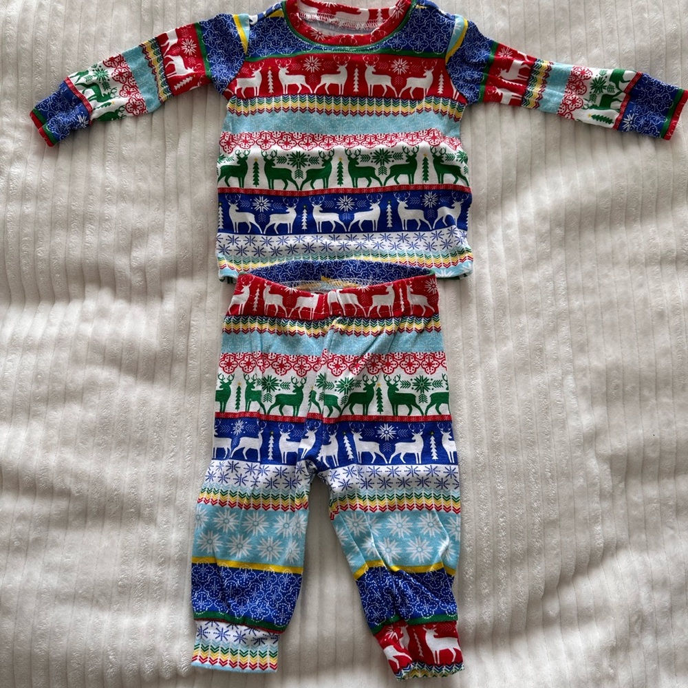 The Children's Place Festive Animal Pajama Set - Red, Green, Blue, White